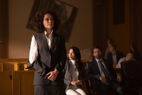 Tatiana Maslany as She-Hulk/Jennifer “Jen” Walters, Ginger Gonzaga as Nikki Ramos, and Drew Matthews as Dennis Bukowski in Marvel Studios’ She-Hulk: Attorney At Law, exclusively on Disney+.