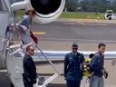 A screenshot of a video posted on Twitter reported to show Canadian Prime Minister Justin Trudeau and his family not wearing masks after exiting a plane in Costa Rica.