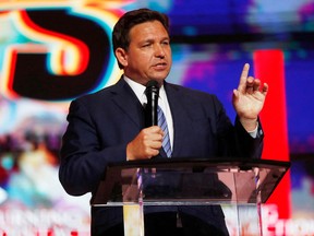 Florida Governor Ron DeSantis gives a speech during the Turning Point USA’s (TPUSA) Student Action Summit (SAS) held at the Tampa Convention Center in Tampa, Florida, July 22, 2022.