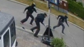 A Brampton man was brutally attacked by three men, two wielding a machete and an axe, in an incident that was captured on video.