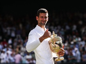Serbia's Novak Djokovic collected his 21st career grand slam title by winning at Wimbledon last month.