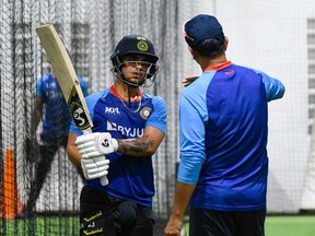 Ishan Kishan of India takes part in a training session one day before the 1st ODI match between West Indies and India at Queens Park Oval, Port of Spain, Trinidad and Tobago, on July 21, 2022.
