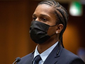 Rapper A$AP Rocky appears in a Los Angeles  courtroom on August 17, 2022, for his arraignment.