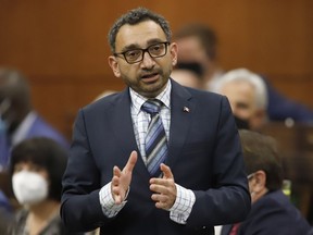 Omar Alghabra rises during Question Period in the House of Commons on Parliament Hill in Ottawa on June 20, 2022.