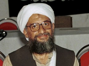 In this 1998 file photo, Ayman al-Zawahri poses for a photograph in Khost, Afghanistan.