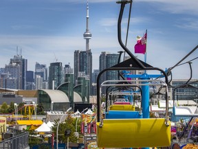 The view from the Sky Ride during the CNE media preview day in Toronto on Wednesday Aug. 17, 2022.
