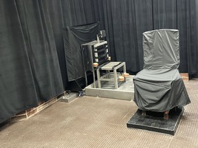 This photo provided by the South Carolina Dept. of Corrections shows the state's death chamber in Columbia, S.C., including the electric chair, right, and a firing squad chair, left.