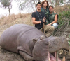 Dentist Larry Rudolph, right, was convicted of murdering his wife Bianca, centre, on safari. LARRY RUDOLPH/ FACEBOOK