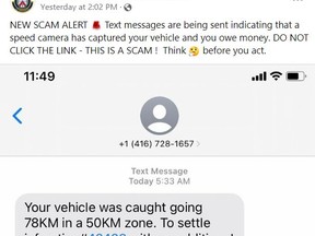 Police have provided a screenshot related to a phone scam.