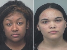 Mugshots of Antonetta Stevens, left, and Janine Gonzalez, charged in murder of a 30-year-old woman involved with Gonzalez's brother.