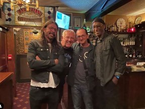 Dave Grohl, Alex Lifeson, Geddy Lee and Omar Hakim hang out in Toronto.