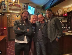 Dave Grohl, Alex Lifeson, Geddy Lee and Omar Hakim hang out in Toronto.