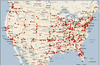 Each red dot symbolizes the murder of a woman along the US Interstate hioghway system. FBI