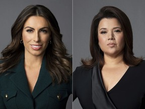 This combination of images shows Alyssa Farah Griffin, left, and Ana Navarro, newly named co-hosts for "The View."