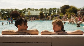 Harry Styles and Emma Corrin in a scene from My Policeman.