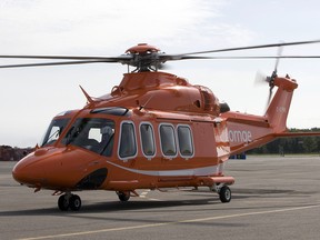An Ornge helicopter is seen at Toronto Island Airport.