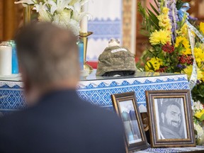 The mother of a Quebecer killed in Ukraine says her son was a hero 2 People attend a service organized by the Ukrainian Congress of Canada in memory of Émile-Antoine Roy-Sirois in Montreal, Friday, August 26, 2022. Roy-Sirois was killed while fighting in the war between the Ukraine and Russia.