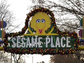 Big Bird is shown on a sign near an entrance to Sesame Place in Langhorne, Pa., Dec. 26, 2019.