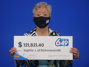 Sophie Leung of Richmond Hill won nearly $220,000 playing Lotto 6/49.