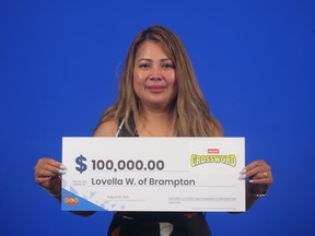 Lovella Wuersch of Brampton is pictured with her Instant Crossword Tripler cheque.