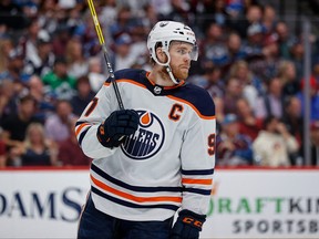 Edmonton Oilers center Connor McDavid (97) in the third period against the Colorado Avalanche in game two of the Western Conference Final of the 2022 Stanley Cup Playoffs at Ball Arena.