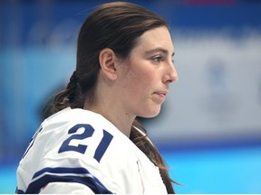 Hilary Knight of Team United States before practice in preparation for the 2022 Beijing Winter Olympics at the Wukesong Sports Centre on February 01, 2022 in Beijing, China.