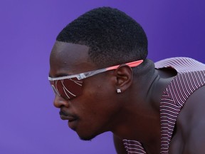 Aaron Brown of Team Canada prepares to compete in the Men's 100m Final on day two of the World Athletics Championships Oregon22 at Hayward Field on July 16, 2022 in Eugene, Oregon.
