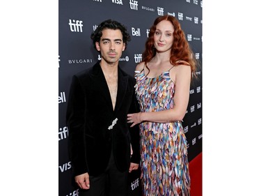 Joe Jonas and Sophie Turner attend the "Devotion" Premiere at Cinesphere on Sept. 12, 2022 in Toronto.
