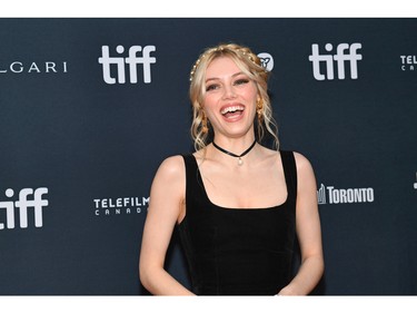 Grace Van Dien attends the "Roost" premiere during the 2022 Toronto International Film Festival at Roy Thomson Hall on Sept. 15, 2022 in Toronto.
