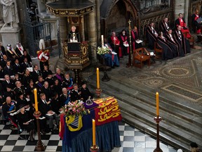 Archbishop of Canterbury, the Most Reverend Justin Welby, speaks during the State Funeral of Queen Elizabeth II, held at Westminster Abbey, London, on Monday, Sept. 19, 2022.