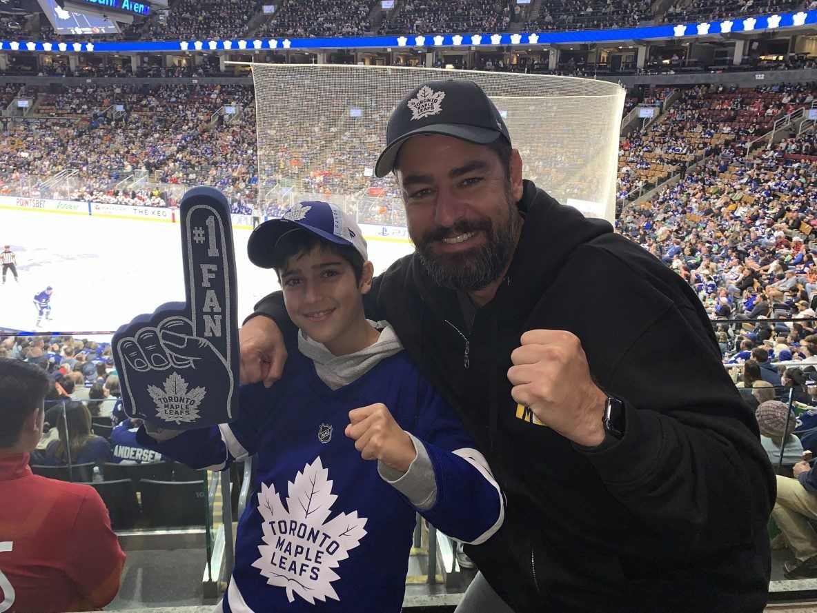 Kids lovin' the pre-game warm up, Toronto Maple Leafs defea…