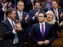 Conservative Party of Canada Leader Pierre Poilievre receives a standing ovation during Question Period in the House of Commons on Parliament Hill in Ottawa September 22, 2022.  