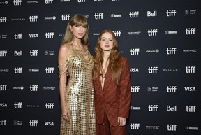 Taylor Swift, left, and Sadie Sink attend an in conversation with Taylor Swift event on day two of the Toronto International Film Festival on Friday, Sept. 9, 2022.