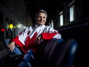 Former NHLer Paul Henderson poses for a photograph at the Vic Johnston Arena in Mississauga, Ont., on Thursday, March 30, 2017. (THE CANADIAN PRESS/Nathan Denette)