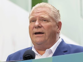 Ontario Premier Doug Ford makes a GO Transit announcement in Niagara Falls on Friday, August 26, 2022.