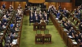 Members of Team Canada from the 1972 Summit Series are honoured in the House of Commons, in Ottawa, Thursday, Sept. 22, 2022.