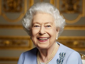 This photo issued by Buckingham Palace on Sunday Sept. 18, 2022, shows Britain's Queen Elizabeth II photographed at Windsor Castle, Windsor, England, in May 2022. (Ranald Mackechnie/Buckingham Palace via AP)