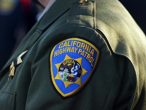 The California Highway Patrol logo is seen.