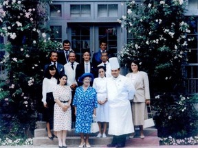 Chef John Higgins with the Queen Mum and staff during his tenure in the Royal household - supplied