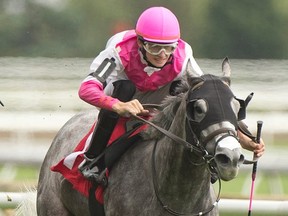 Jockey Slade Jones recently won three five-furlong races on the inner turf at Woodbine.