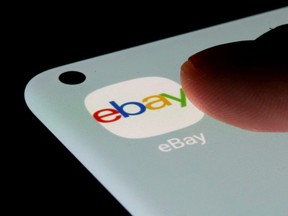 The eBay app is seen on a smartphone in this illustration photo taken July 13, 2021.