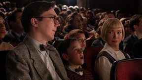 Paul Dano, Mateo Zoryna Francis-Deford and Michelle Williams in a scene from The Fabelmans.