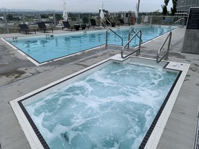 The jacuzzi and saltwater heated pool, open 24 hours, at the Versante Hotel in Richmond, B.C. (Jane Stevenson/Toronto Sun)