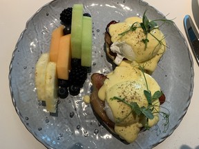 Eggs Benedict at Bruno, one of the restaurants at the Versante Hotel in Richmond, B.C. (Jane Stevenson/Toronto Sun)