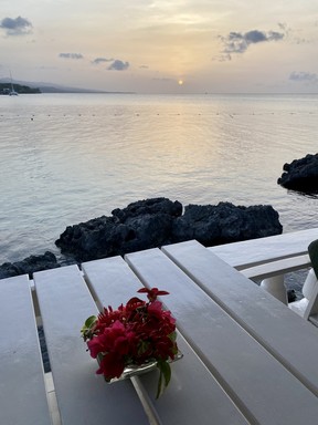 Watching the sun set over the sea from the private veranda of a west wing room at Jamaica Inn. Cynthia McLeod/Toronto Sun