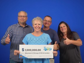 Maureen Delainey of London and 29 other members of a group that buys lottery tickets together are celebrating a $1 million win in the March 18, 2022, Lotto Max draw. (OLG photo)