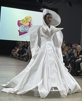 Unroll toilet paper on the podium for a good cause 6 One of the models recently featured in the Celestial Awakening Cashmere Collection - Rita DeMontis photo