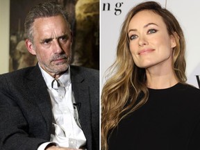 Jordan Peterson and Olivia Wilde are seen in this combination file photo.