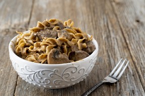 Delicious beef stroganoff with mushrooms