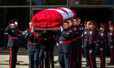 Pallbearers carry the casket of Const. Andrew Hong at the end of his funeral at the Toronto Congress Centre on Wednesday September 21, 2022. On September 12, 2022, 48-year-old Const. Andrew Hong died in the line of duty.